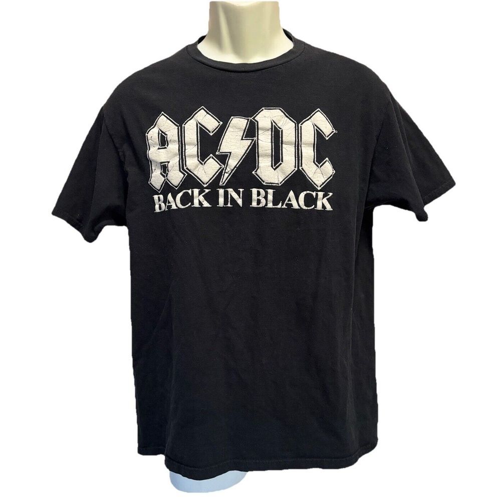 ACDC Black/White Graphic Logo‎ Band T-shirt Size Large Short Sleeve Rock N Roll